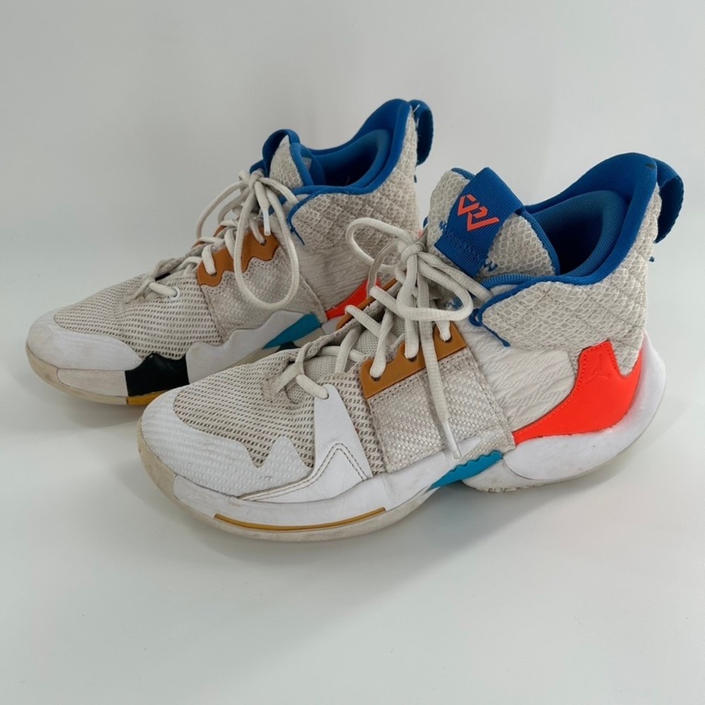 Jordan Why Not Zer0.2 Kids Basketball Shoes White Blue Orange Sz 6.5Y